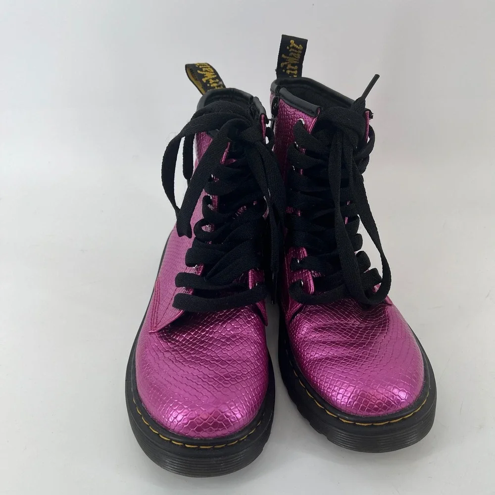 Dr. Doc Martens 1460 J Metallic Pink Snakeskin Boots Junior Size 3 US 2 UK 34 EU